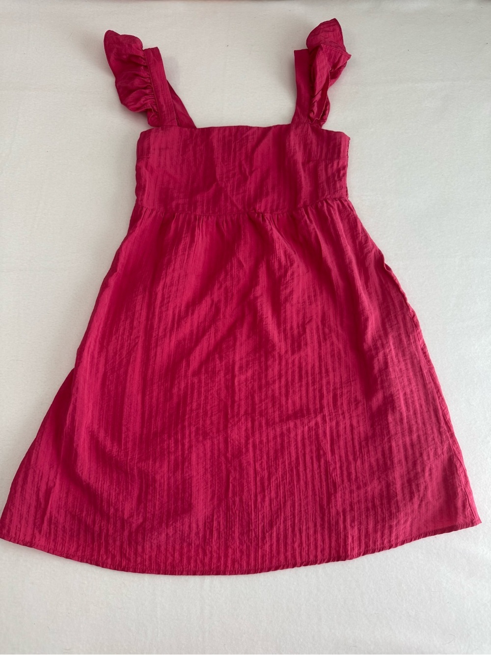 NWT MANGO Flutter Ruffle Sleeve Empire Waist Mini Dress open back sz xs - Picture 3 of 10
